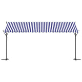 Free Standing Awning Blue and White 500x300 cm Fabric and Steel 368933