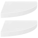 Floating Corner Shelves 2 pcs High Gloss White 35x35x3.8 cm MDF 323908