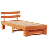 Bed Frame with Headboard Wax Brown 90 x 190 cm Solid Pine Wood 872550