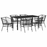 Garden Dining Set 7 pcs Black Poly Rattan 3380894