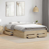 Bed Frame with Drawer Brown 140 x 200 cm Engineered Wood 3345121