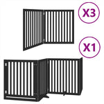 Dog Gate with Door Foldable 10 Panels Black 800 cm Poplar Wood 3155687
