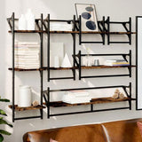 6 Piece Wall Shelf Set with Bars Smoked Oak Engineered Wood 836270