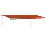 ZNTS Manual Retractable Awning with Posts 6x3.5 m Orange and Brown 3070080