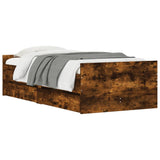 Bed Frame with Drawers without Mattress Smoked Oak 90x190 cm Single 3207382