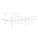 Metal Bed Frame without Mattress with Footboard White 193x203cm 373764