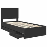 Bed Frame with Drawer Black 100 x 200 cm Engineer Wood 3409490