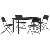 Garden Dining Set Folding 5 pcs Black Powder-Coated Steel 3379375