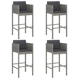 5 Piece Garden Bar Set with Cushions Grey Poly Rattan 3203946
