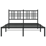 Metal Bed Frame without Mattress with Headboard Black 140x200cm 376325