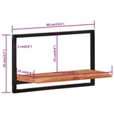 Wall Shelves 2 pcs 60x25x35 cm Solid Wood Acacia and Steel 338459