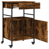 Kitchen Trolley Smoked Oak 56x43x89.5 cm Engineered Wood 842393