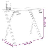 Gaming Desk with Y Shape Legs Black 90x60x75 cm 325404