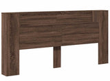 Storage Headboard with LED Brown Oak Engineered Wood 3418681