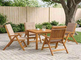 5-Piece Garden Dining Set Natural Solid Acacia Wood 3434599
