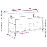 Coffee Table Brown Oak 100x50x50 cm Engineered Wood and Metal 845370