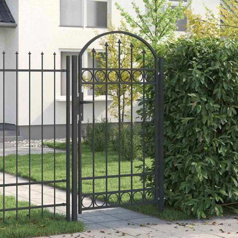 Fence Gate Grey 100 x 175 cm Powder-coated steel 42008928