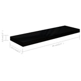 Floating Wall Shelves 4 pcs High Gloss Black 80x23.5x3.8 cm MDF 323774