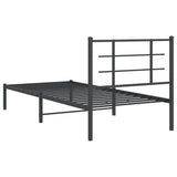 Bed Frame Black Powder-Coated Steel Single Bed Frame 355554