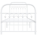 Metal Bed Frame without Mattress with Footboard White 80x200cm 376658