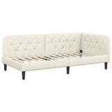 Corner Bed Frame with Headboard Cream 90 x 200 cm Velvet 42016613