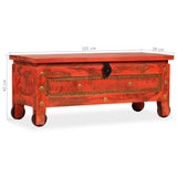 ZNTS Storage Chest Solid Mango Wood 101x39x42 cm Red 244949