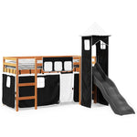 Kids' Loft Bed with Tower White&Black 80x200 cm Solid Wood Pine 3309125