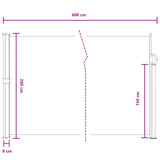 Retractable Side Awning Grey 600 x 200 cm Polyester 42035536