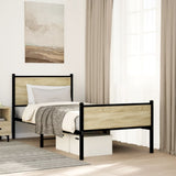 Metal Bed Frame without Mattress Sonoma Oak 90x200 cm 4007897