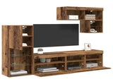 TV Wall Units Wall-mounted 6 pcs Old Wood Engineered Wood 3402974