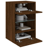 TV Wall Cabinet with LED Lights Brown Oak 40x30x60.5 cm 837090