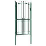 Fence Gate EMMEN with Spikes Steel 104x147 cm Green 146397