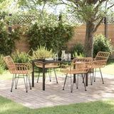 Garden Dining Set 5 pcs Brown Powder-Coated Steel 3379179