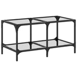 Coffee Table with Transparent Glass Top 78.5x40x40 cm Steel 845976