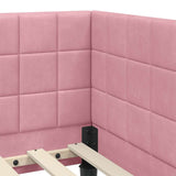Corner Bed Frame with Headboard Pink 90 cm x 200 cm Velvet 42016391