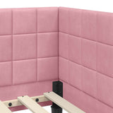 Corner Bed Frame with Headboard Pink 100 x 200 cm Velvet 42016441