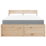 Bed with Drawers and Mattress 140x190 cm Solid Wood Pine 3281910