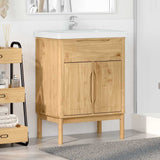 Bathroom Sink Cabinet with Door FLORO Wax brown 60 x 40 x 80 cm 42011241