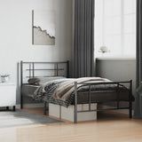 Bed Frame Black Powder-Coated Steel 107x203 cm Metal Bed Frame 355575