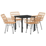 Garden Dining Set 5 pcs Brown Powder-Coated Steel 3379178