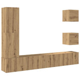 5 Piece TV Cabinet Set Wall-mounted Artisan Oak Engineered Wood 3329202