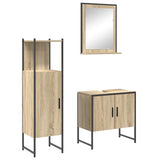 Bathroom Furniture Set with Shelf 3 pcs Brown Engineered wood 3345145