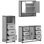 ZNTS 3 Piece Bathroom Furniture Set Grey Sonoma Engineered Wood 3301053