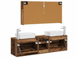 Bathroom Furniture Set 4 pcs Old Wood Engineered Wood and Glass 3406869