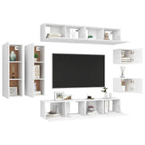 8 Piece TV Cabinet Set White Engineered Wood 3078705