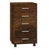 ZNTS Drawer Cabinet with Castors Smoked Oak Engineered Wood 342674