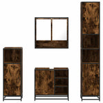 ZNTS 4 Piece Bathroom Furniture Set Smoked Oak Engineered Wood 3301237