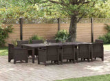 Garden Dining Set 11 pcs Brown Polypropylene 3378597