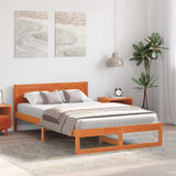 Bed Frame with Headboard Wax Brown 120 x 190 cm Solid Pine Wood 873285