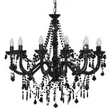 Chandelier with Beads Black 12 x E14 Bulbs 281609